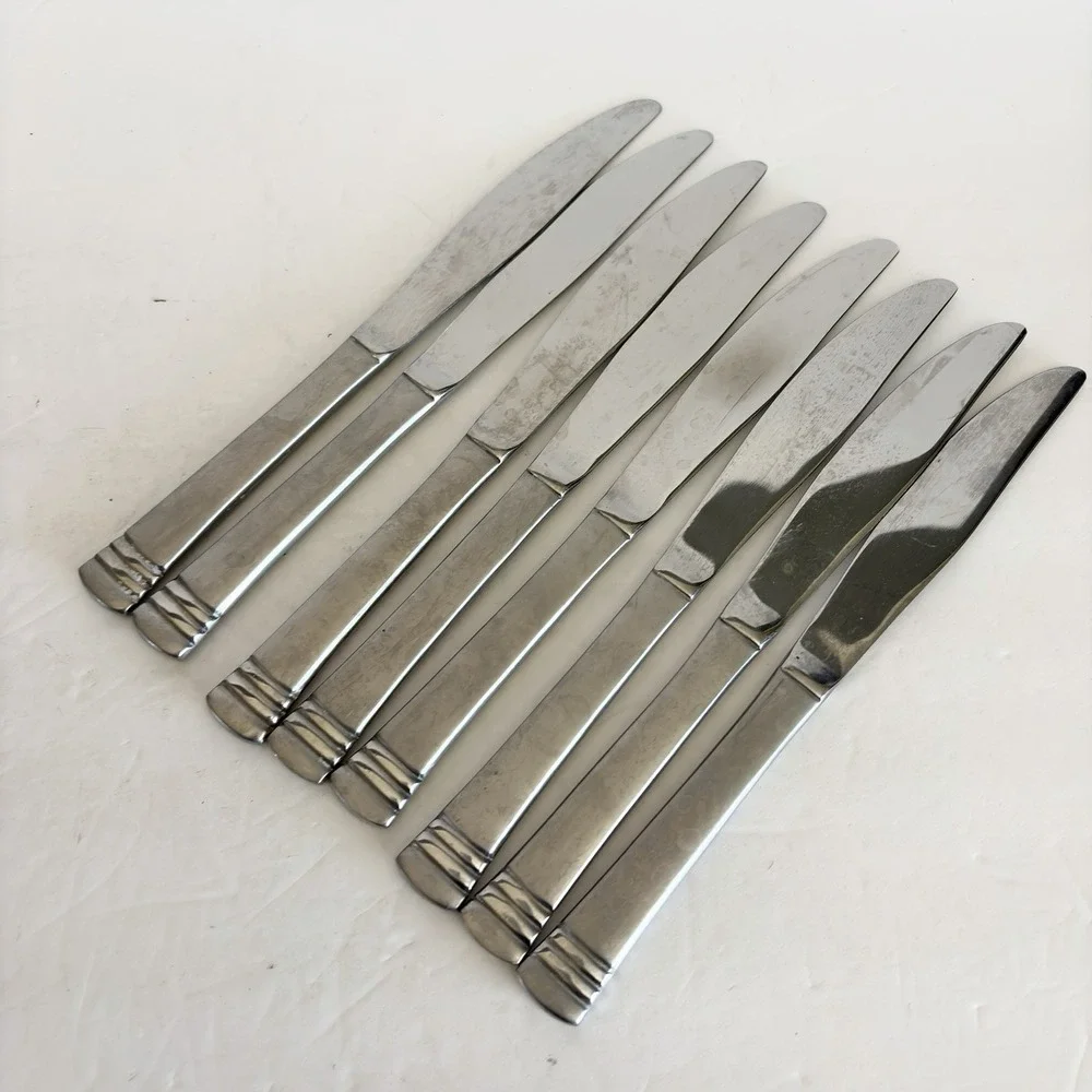 Set of 8 Cambridge Codie Sand Frost Stainless Butter Dinner‎ Knifes Flatware 8